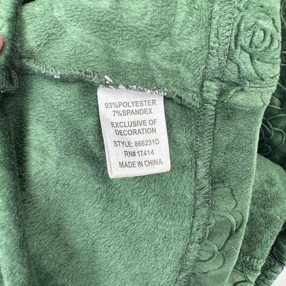 Miss Elaine Full Zip Gown Robe Womens Small Green Fleece Polyester Pockets - Picture 7 of 9